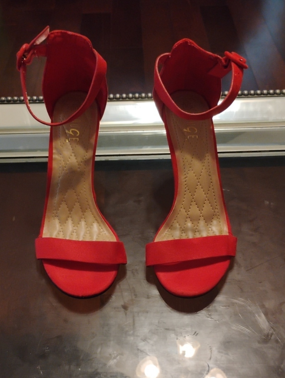 Rouge! Red Ankle-Strap Heeled Sandals
